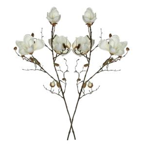 Kunstbloem Magnolia tak - 2x - 90 cm - wit - Kunst zijdebloemen