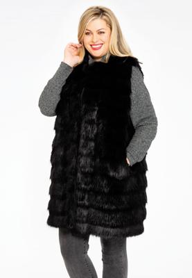 Yoek Bodywarmer fake fur | Zwart | Maat 56
