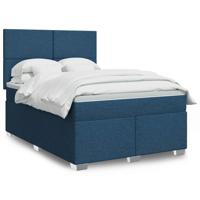 Boxspring met matras stof blauw 140x190 cm