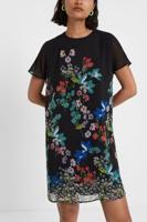 Uitlopende bloemetjesjurk - BLACK - 38