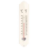Esschert design thermometer - voor binnen en buiten - ivoor wit - 30 x 7 cm - Celsius/fahrenheit - Buitenthermometers - thumbnail
