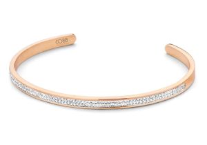 CO88 Collection 8CB-90173 - Stalen open bangle met kristal - one-size - rosékleurig