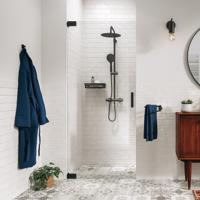 Draaideur In Nis Sealskin Pure 80x200 cm Helder Glas Antikalk Mat Zwart