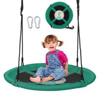 Schommel Ø 102cm voor Kinderen met Leeuwenmotief Schotelschommel van Oxford Stof Binnen Buiten met Verstelbare Touwen (118-173cm)