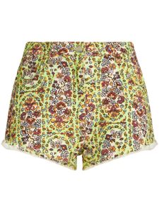 ETRO short en jean à imprimé cachemire - Vert