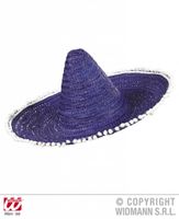 Sombrero paars/blauw 50cm met pompons