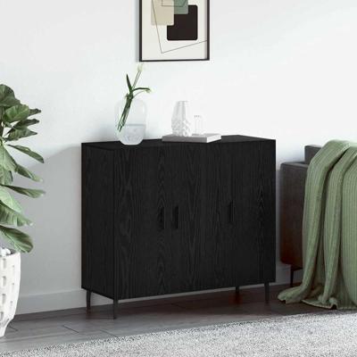 Dressoir Zwart 90 x 34 x 80 cm Bewerkt hout