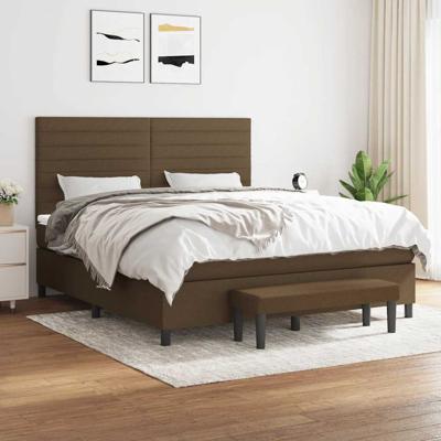 Boxspring met matras stof donkerbruin 180x200 cm