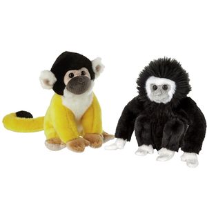 Apen serie zachte pluche knuffels 2x stuks - Squirrel Aap en Gibbon Aap van 18 cm