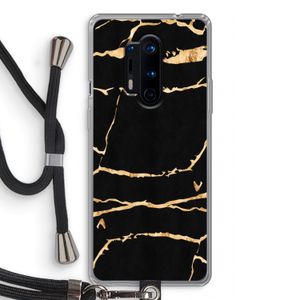 Gouden marmer: OnePlus 8 Pro Transparant Hoesje met koord