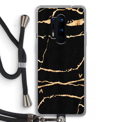Gouden marmer: OnePlus 8 Pro Transparant Hoesje met koord