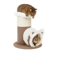Nobleza Kattenmeubel cilinder met holletje en ligplaats - Wit fluffy - 54 cm