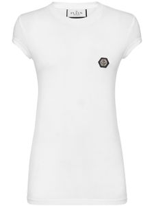 Philipp Plein logo-patch cotton T-shirt - Blanc