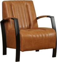 Rode leren industriële stalen fauteuil Glamour - Toledo Leer Siegelstein (rood leer)