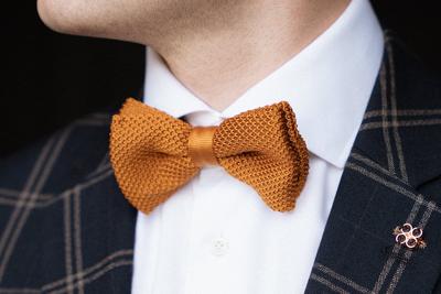 Luxe Vlinderdas | Cognac | Gebreid | Elegante Vlinderdas Voor Mannen | Peaky Blinders