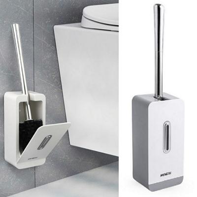 MENGNI zuig muur lange handvat toilet borstel opbergdoos badkamer schoonmaken Kit (grijs)