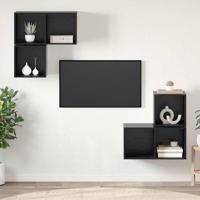 Tv-meubelset 4 pcs Zwart eiken 37 x 37 x 72 cm Bewerkt hout