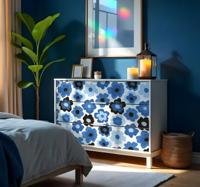 Blauwe klaproos bloemen muursticker