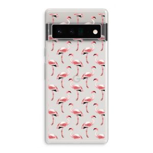 Flamingoprint groen: Google Pixel 6 Pro Transparant Hoesje