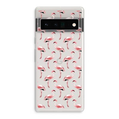 Flamingoprint groen: Google Pixel 6 Pro Transparant Hoesje