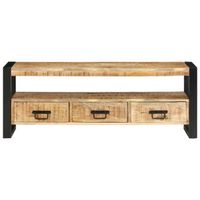 The Living Store mediakast massief mangohout - TV-kast - 120 x 30 x 45 cm - met 3 lades en industriële poten