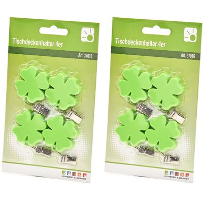 Tafelkleedgewichtjes/hangers - 8x - klavertje vier - kunststof