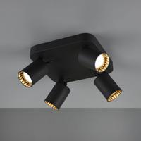 Pago - LED plafondlamp - 4 spots - Draaibaar en dimbaar - GU10 - Kantelbaar - Plafondspot - Voor binnen - Zwart
