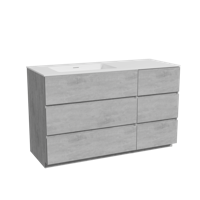 Storke Edge staand badmeubel 130 x 52 cm beton donkergrijs met Mata asymmetrisch linkse wastafel in solid surface mat wit - thumbnail