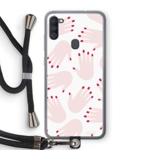 Hands pink: Samsung Galaxy A11 Transparant Hoesje met koord