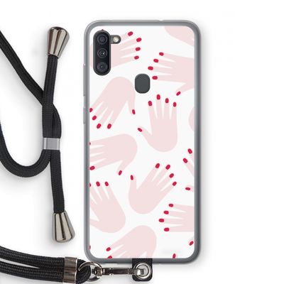 Hands pink: Samsung Galaxy A11 Transparant Hoesje met koord