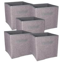 Set van 5x stuks kast opberg/opruim manden grijs 30 x 30 x 30 cm