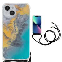 iPhone 14 Anti-Shock Hoesje Marble Blue Gold