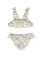 Il Gufo bikini volanté à fleurs - Blanc