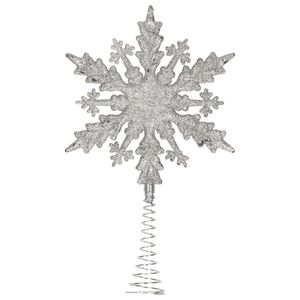 Kunststof kerstboom platte sneeuwvlok piek glitter zilver 20 cm   -