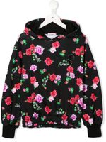 Pinko Kids hoodie fleuri à logo brodé - Noir