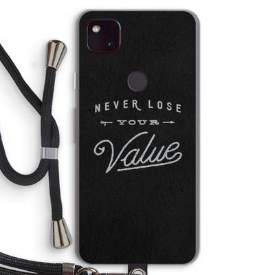 Never lose your value: Pixel 4a 5G Transparant Hoesje met koord