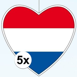 5x Thema Nederland hangdecoratie hart 28 cm