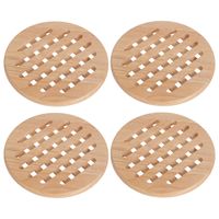 Set van 4x stuks ronde pannen onderzetters van hout 19 cm