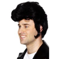 Elvis verkleed pruik - heren - zwart - met grote rock and roll kuif - thumbnail