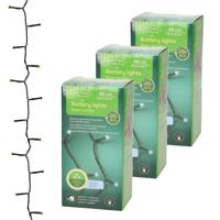 Lumineo kerstverlichting - 3x - batterij - 48 led lampjes - helder wit - 400 cm