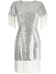 Macgraw robe courte brodée de sequins - Argent