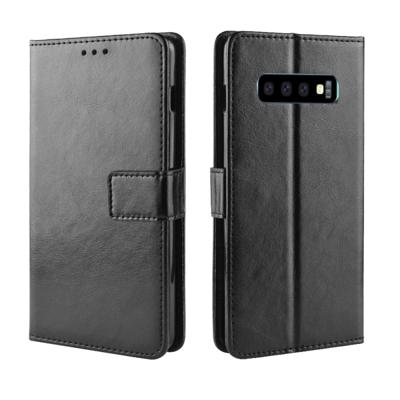 Retro Crazy Horse Texture horizontale flip lederen case voor Galaxy S10 (5G) met houder & kaart slots & foto frame (zwart)