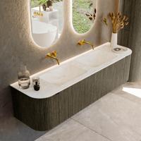 Badmeubel Mondiaz Kurve-Dlux | 170 cm cm | Meubelkleur Shadow | Wastafelkleur Opalo | Solid surface | Wasbak beiden zijden spoelbak | Zonder kraangat(en)