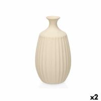 Vaas Beige Keramisch 21 x 39 x 21 cm (2 Stuks) Strepen