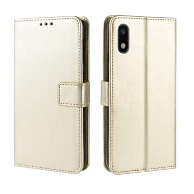 Retro Crazy Horse textuur horizontale Flip lederen case voor Galaxy A10e met houder & card slots & fotolijst (goud)