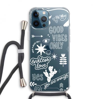 Good vibes: iPhone 12 Pro Max Transparant Hoesje met koord