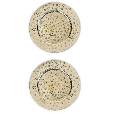 12x stuks diner borden/onderborden goud met sterren 33 cm