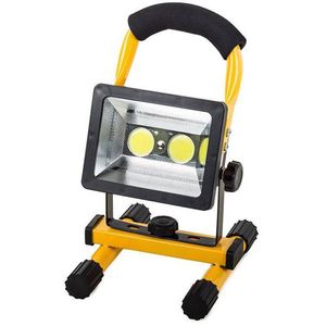 LED Bouwlamp op Accu met Statief - Velvin Cribo - 30 Watt - COB LED - Werklamp op Accu - Helder/Koud Wit 6500K -