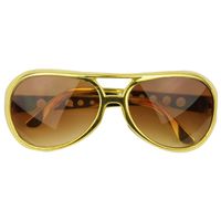 Elvis model verkleed zonnebril goud - thumbnail