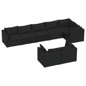 vidaXL 8-delige Loungeset met kussens poly rattan zwart